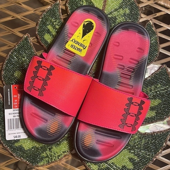 Brand New Under Armour Water Friendly Mercenary Slides Large Strap Pink Sandals - Picture 1 of 10